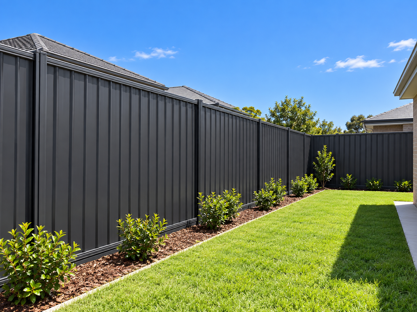 Modern Charcoal Fence Garden