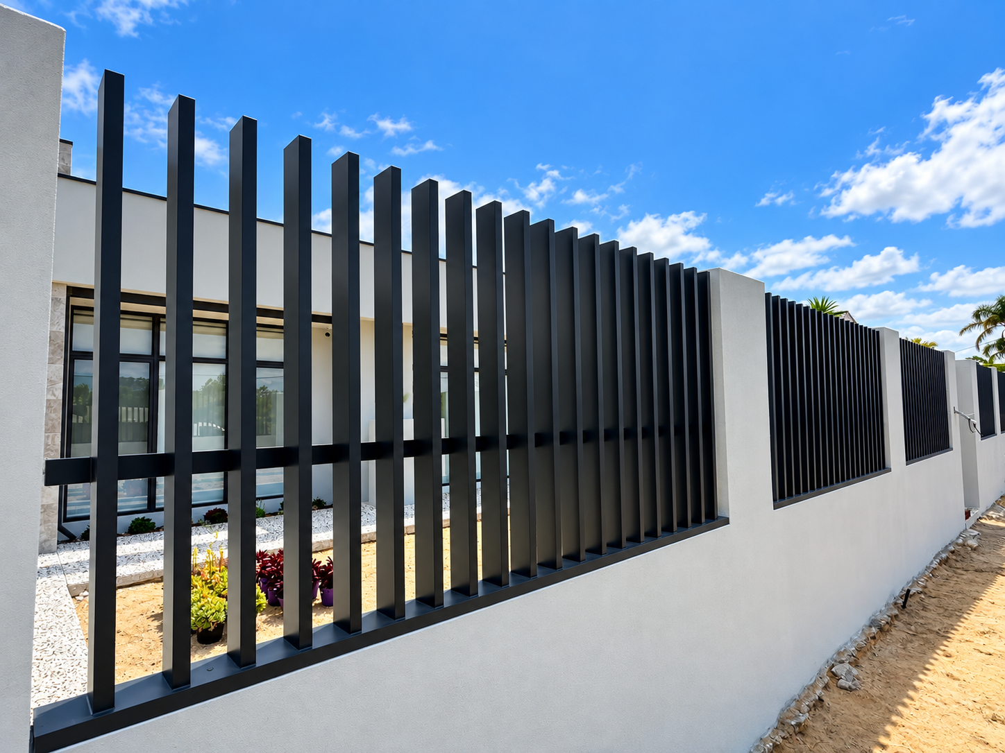 Modern Charcoal Slat Fence Facade